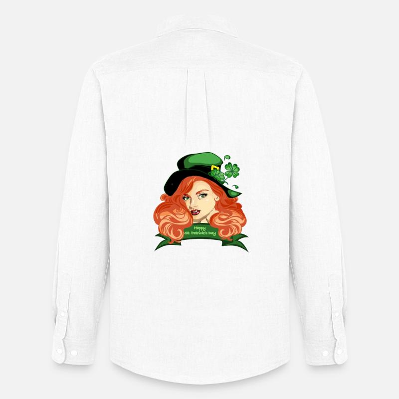 St. Patricks Pinup-Kleeblatthut - Männer Oxford Hemd von Stanley/Stella - Weiß
