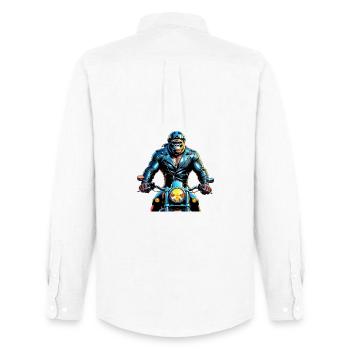 Urban Gorilla Rider Illustration - Men's Oxford Shirt by Stanley/Stella - white - Back - AI Model Male 185 dark (185cm)