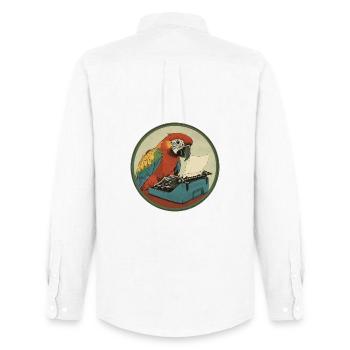 Parrot with typewriter – Feather-light and creative - Men's Oxford Shirt by Stanley/Stella - white - Back - AI Model Male 185 dark (185cm)