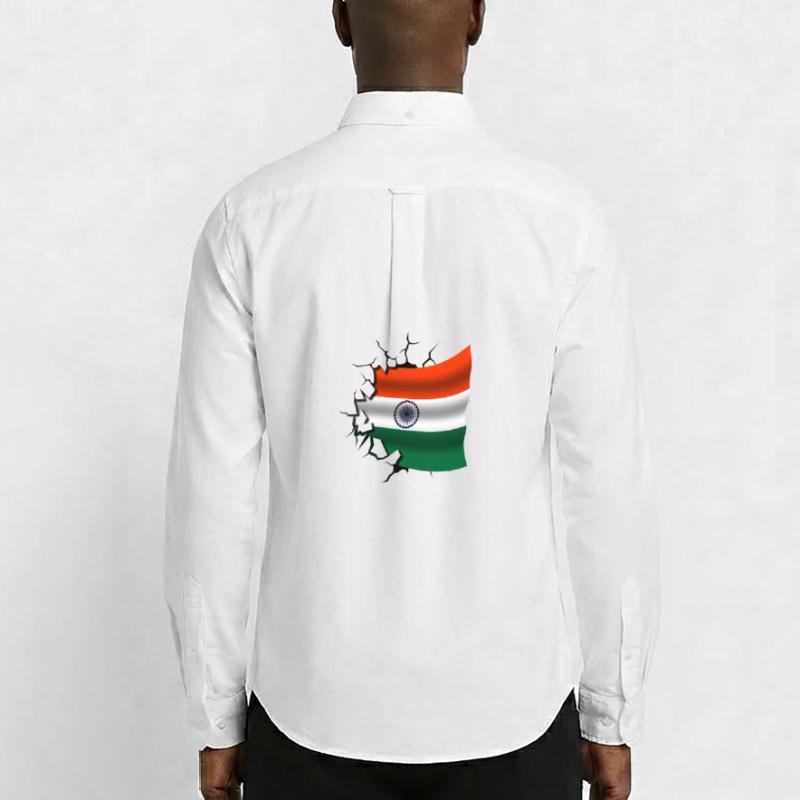 Drapeau de l’Inde - Inde - Drapeau Broken Design Chemise Oxford homme Stanley/Stella