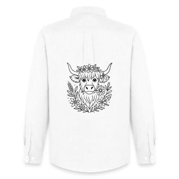 Highland Cow with Flowers - Volksfest Design - Men's Oxford Shirt by Stanley/Stella - white - Back - AI Model Male 185 dark (185cm)