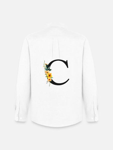 C Monogram, Floral, Customizable - Men's Oxford Shirt by Stanley/Stella - white