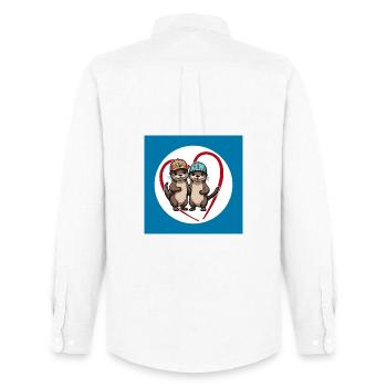 Two otters with baseball caps, buddies and friends - Men's Oxford Shirt by Stanley/Stella - white - Back - AI Model Male 185 dark (185cm)