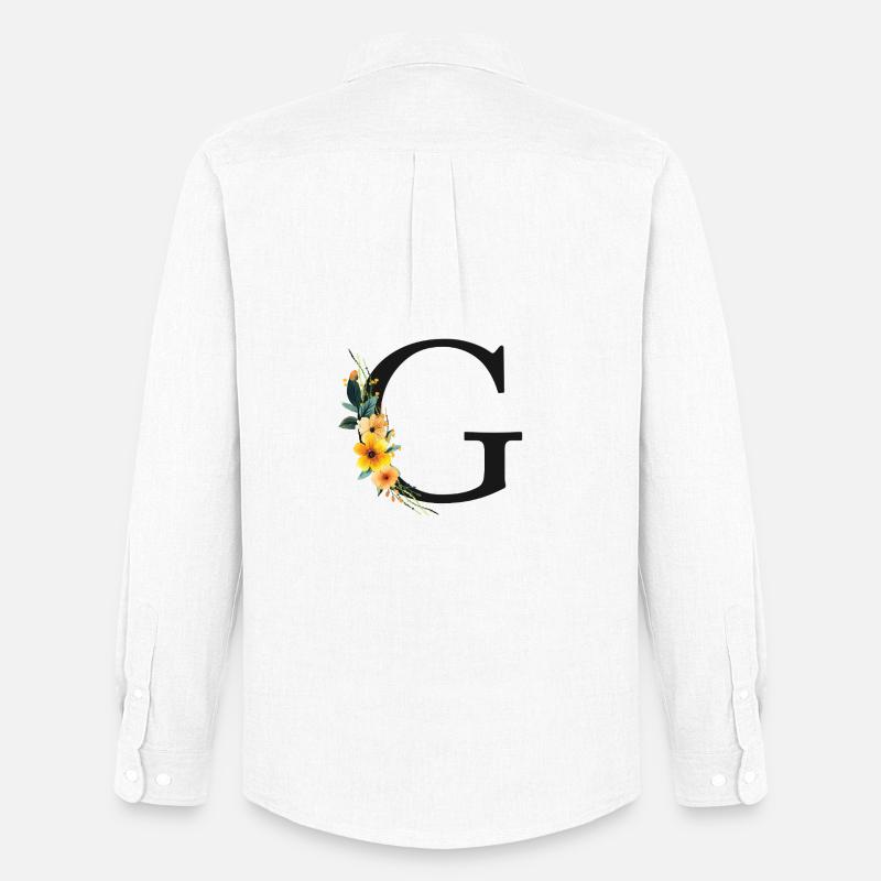 G Monogramm, Floral, personalisierbar - Männer Oxford Hemd von Stanley/Stella - Weiß