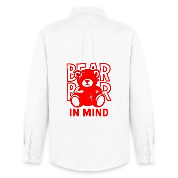 Bear in Mind – Roter Teddy Bär Shirt Statement Red - Männer Oxford Hemd von Stanley/Stella - Weiß - Hinten - AI Model Male 185 dark (185cm)