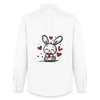 Love Bunny Full of Hearts - Men's Oxford Shirt by Stanley/Stella - white - Back - AI Model Male 185 dark (185cm)