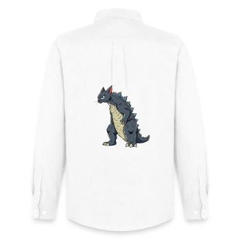 Chat comme lézard - Chemise Oxford homme Stanley/Stella - blanc - Dos - AI Model Male 185 dark (185cm)