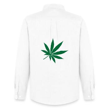 Grünes Weed-Blatt – Inspiration für das Coffeeshop-Logo - Männer Oxford Hemd von Stanley/Stella - Weiß - Hinten - AI Model Male 185 dark (185cm)