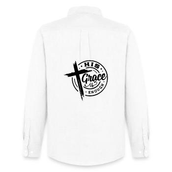 Sa Grâce suffit Croix Chrétienne - Chemise Oxford homme Stanley/Stella - blanc - Dos - AI Model Male 185 dark (185cm)