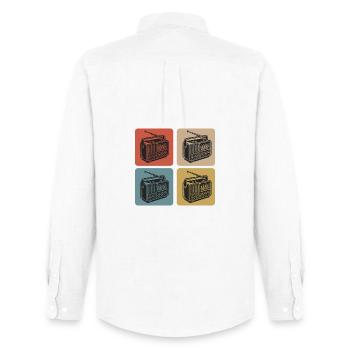 Vintage Radio Design - Men's Oxford Shirt by Stanley/Stella - white - Back - AI Model Male 185 dark (185cm)