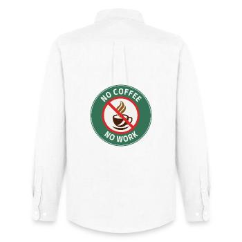 No Coffee No Work – Café Interdit Humour - Chemise Oxford homme Stanley/Stella - blanc - Dos - AI Model Male 185 dark (185cm)