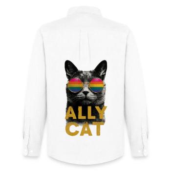 Hippie cat with sunglasses - Men's Oxford Shirt by Stanley/Stella - white - Back - AI Model Male 185 dark (185cm)