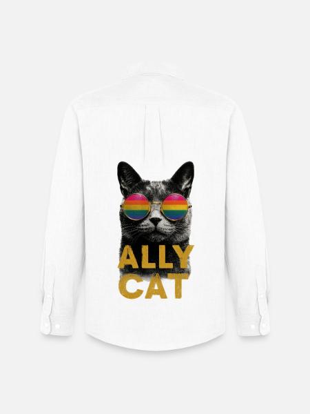 Hippie-Kater mit Sonnenbrille - Männer Oxford Hemd von Stanley/Stella - Weiß