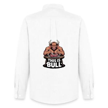 Das ist Bull Meat Edition - Männer Oxford Hemd von Stanley/Stella - Weiß - Hinten - AI Model Male 185 dark (185cm)
