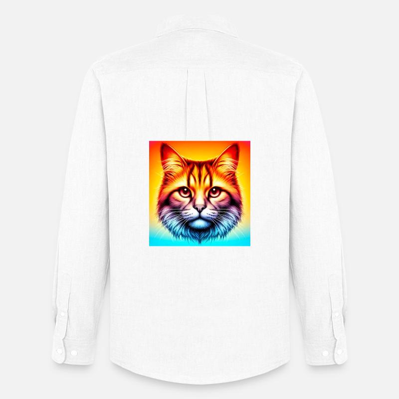 Katze - Männer Oxford Hemd von Stanley/Stella - Weiß