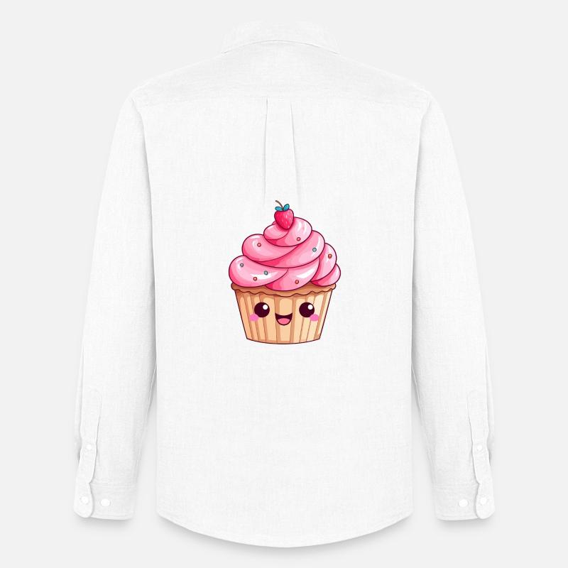 Süßes Erdbeer-Swirl-Cupcake-Design - Männer Oxford Hemd von Stanley/Stella - Weiß