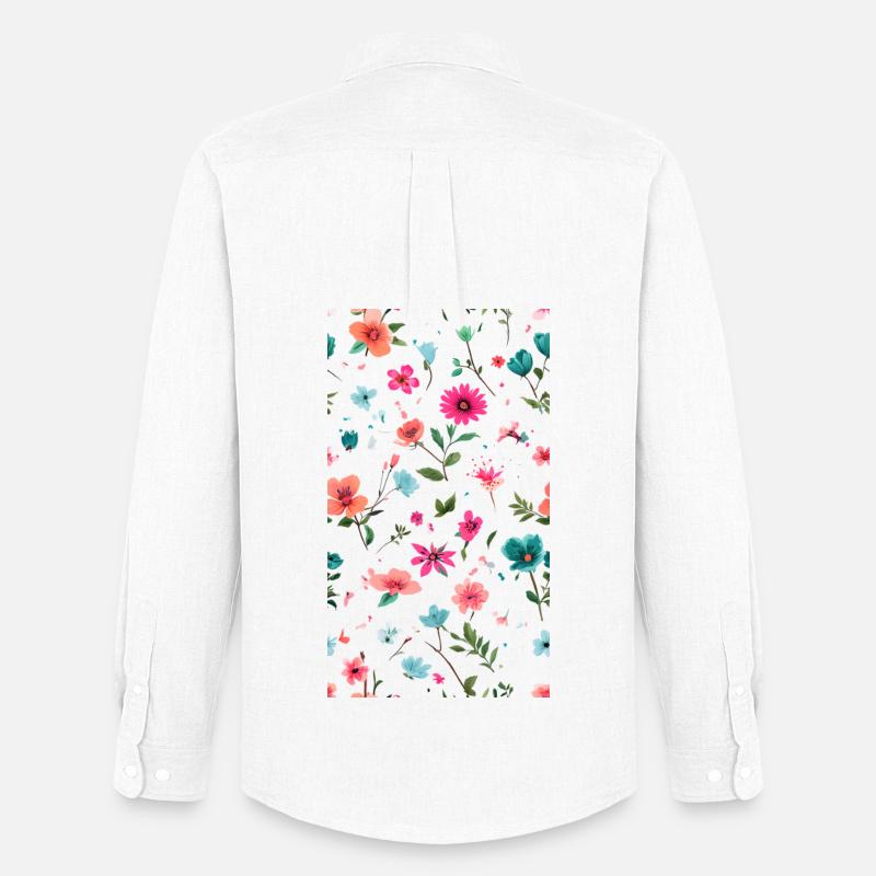 Lebendiges Blumenmuster Kunst - Männer Oxford Hemd von Stanley/Stella - Weiß