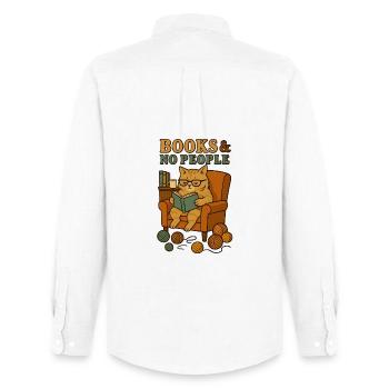 Cat reader in a comfortable armchair - Men's Oxford Shirt by Stanley/Stella - white - Back - AI Model Male 185 dark (185cm)