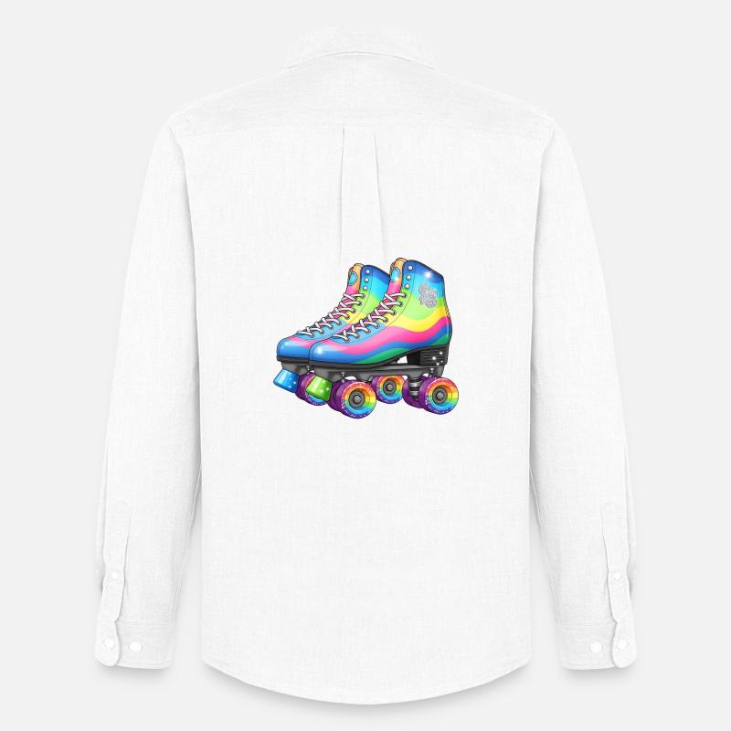 Rainbow Roller Skates Retro Disco Style - Männer Oxford Hemd von Stanley/Stella - Weiß