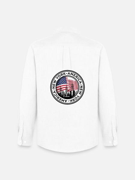 American Skyline with Flag Embrace - Men's Oxford Shirt by Stanley/Stella - white