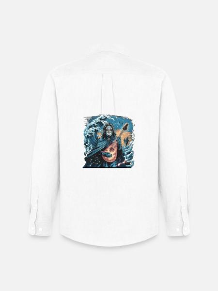 Mystic Ocean Wave with Ghostly Musician - Men's Oxford Shirt by Stanley/Stella - white
