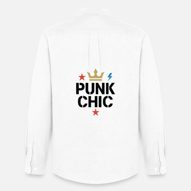 Punk Chic – Krone & Blitz - Männer Oxford Hemd von Stanley/Stella - Weiß