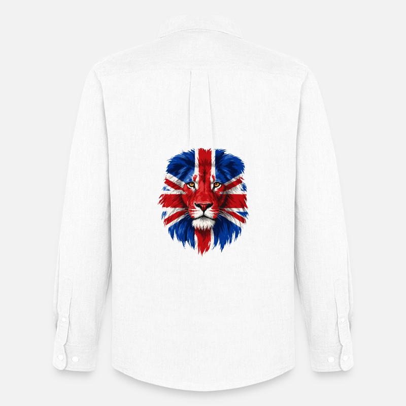 Löwe mit Union Jack Gesichtsbemalung - Männer Oxford Hemd von Stanley/Stella - Weiß