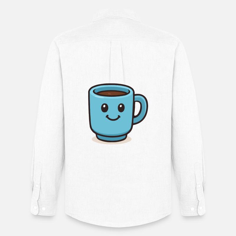 Fröhlicher Kaffeebecher - Männer Oxford Hemd von Stanley/Stella - Weiß