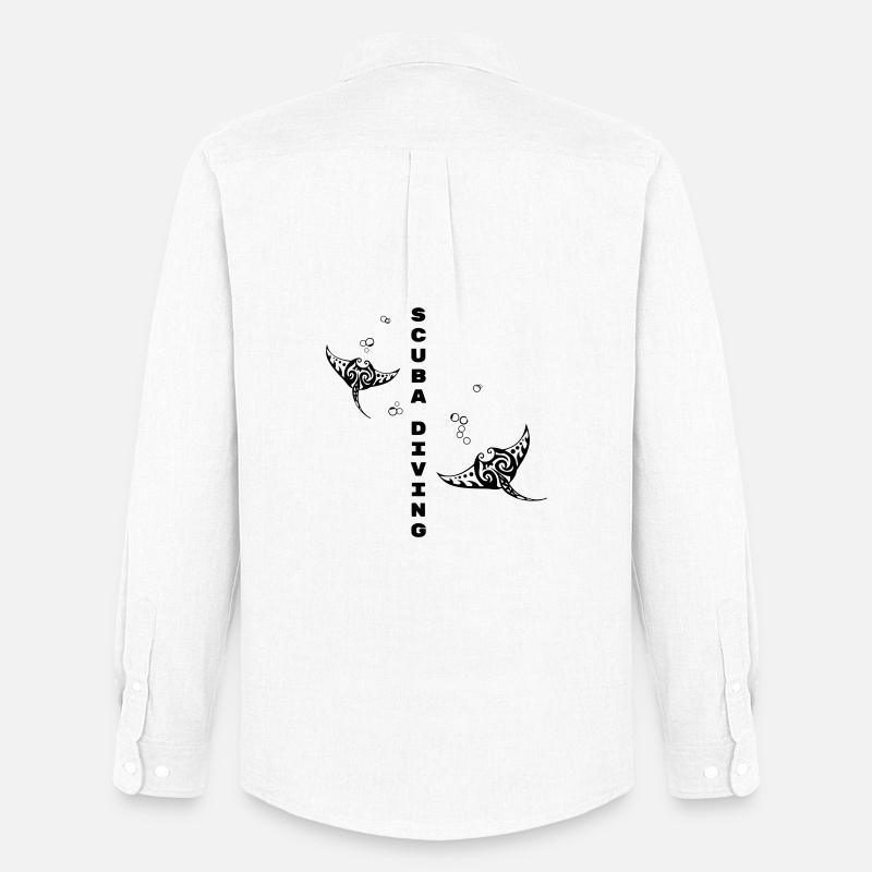 Tauchen – Stammes-Mantarochen-Design - Männer Oxford Hemd von Stanley/Stella - Weiß