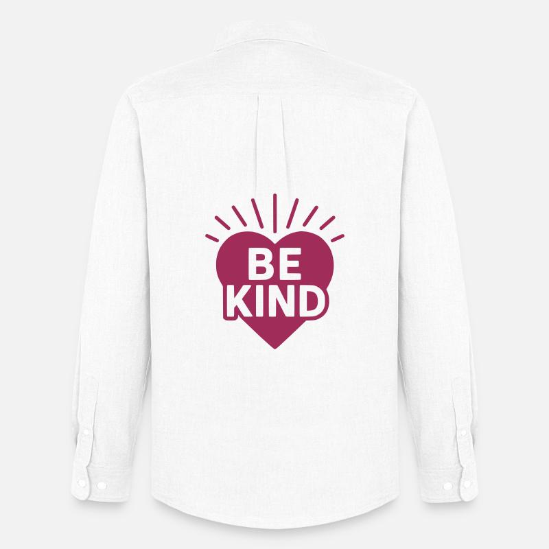 Herz mit Be Kind Botschaft - Männer Oxford Hemd von Stanley/Stella - Weiß