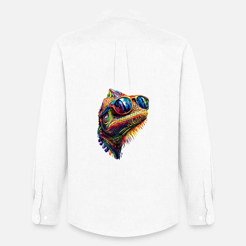 Chamäleon Echse Reptil Chameleon Leguan Eidechse - Männer Oxford Hemd von Stanley/Stella - Weiß