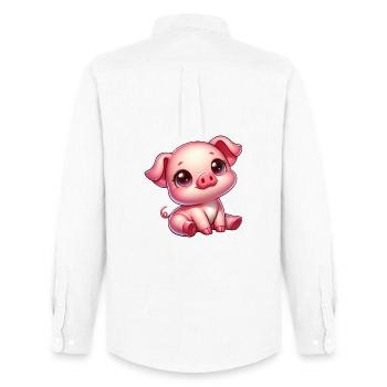 Cute Piglet Cartoon Farm Kawaii Agriculture - Men's Oxford Shirt by Stanley/Stella - white - Back - AI Model Male 185 dark (185cm)