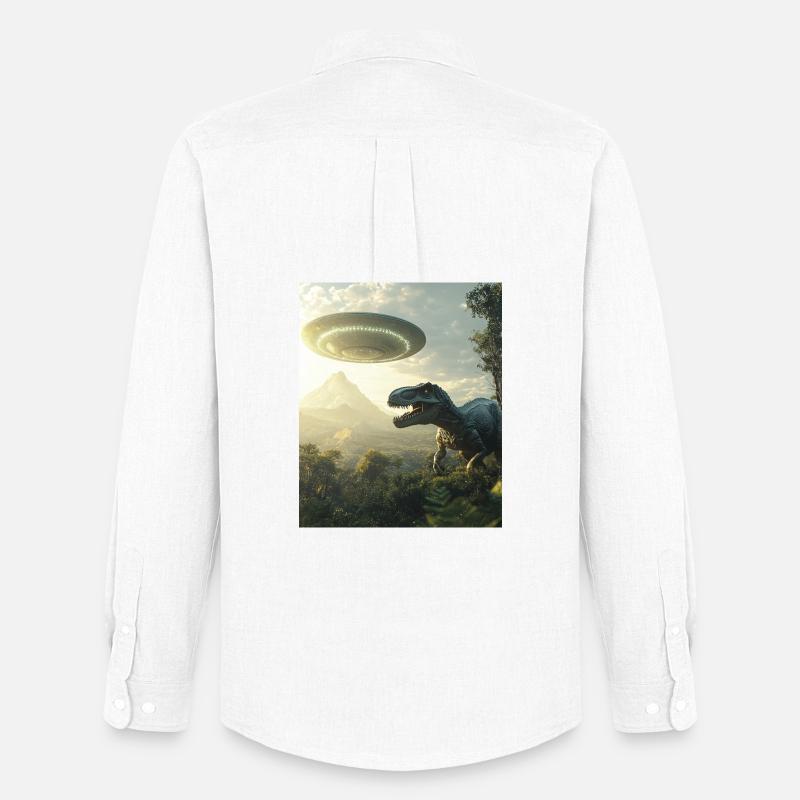 T-Rex Selfie mit UFO - Männer Oxford Hemd von Stanley/Stella - Weiß