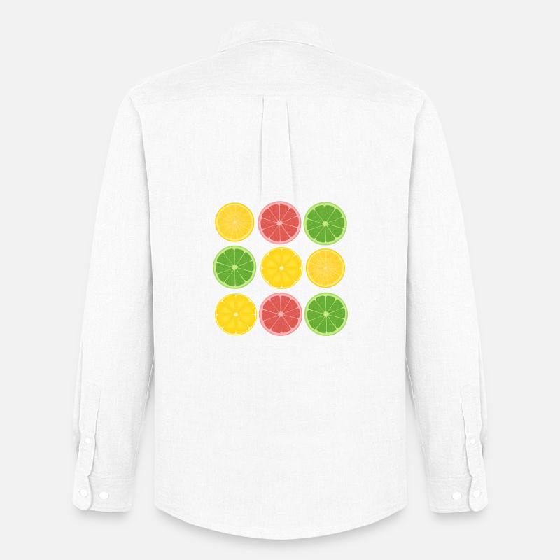 Frucht-Zitrus-Color-Blocking-Design - Männer Oxford Hemd von Stanley/Stella - Weiß