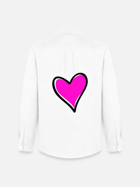 Bright Pink Heart Motif - Men's Oxford Shirt by Stanley/Stella - white