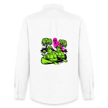 Ghost in the jungle - Men's Oxford Shirt by Stanley/Stella - white - Back - AI Model Male 185 dark (185cm)