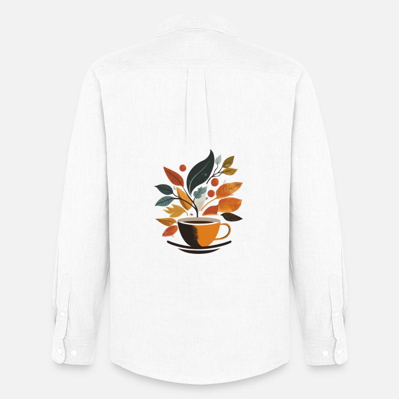 Kaffee - Männer Oxford Hemd von Stanley/Stella - Weiß