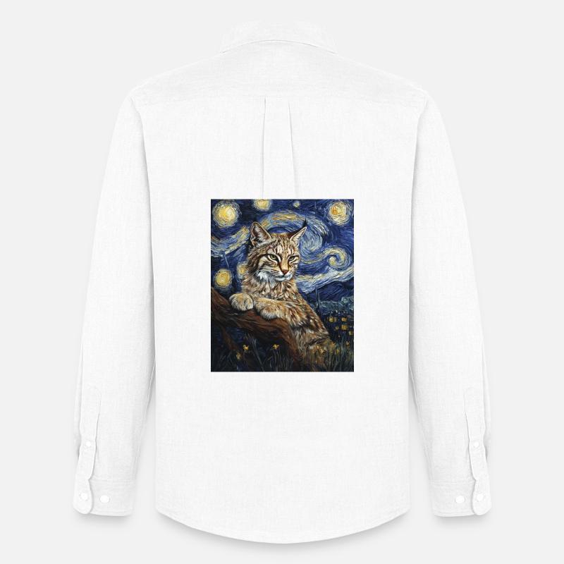 Luchs Van Gogh Style Starry  - Männer Oxford Hemd von Stanley/Stella - Weiß