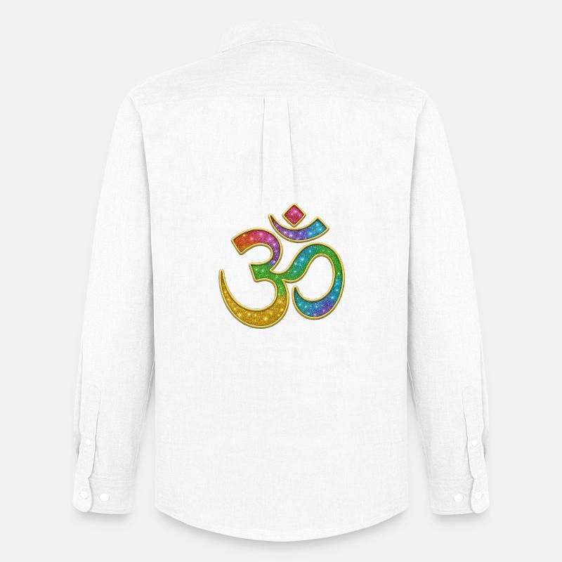 Regenbogen Om Symbol im Glitter-Design - Männer Oxford Hemd von Stanley/Stella - Weiß