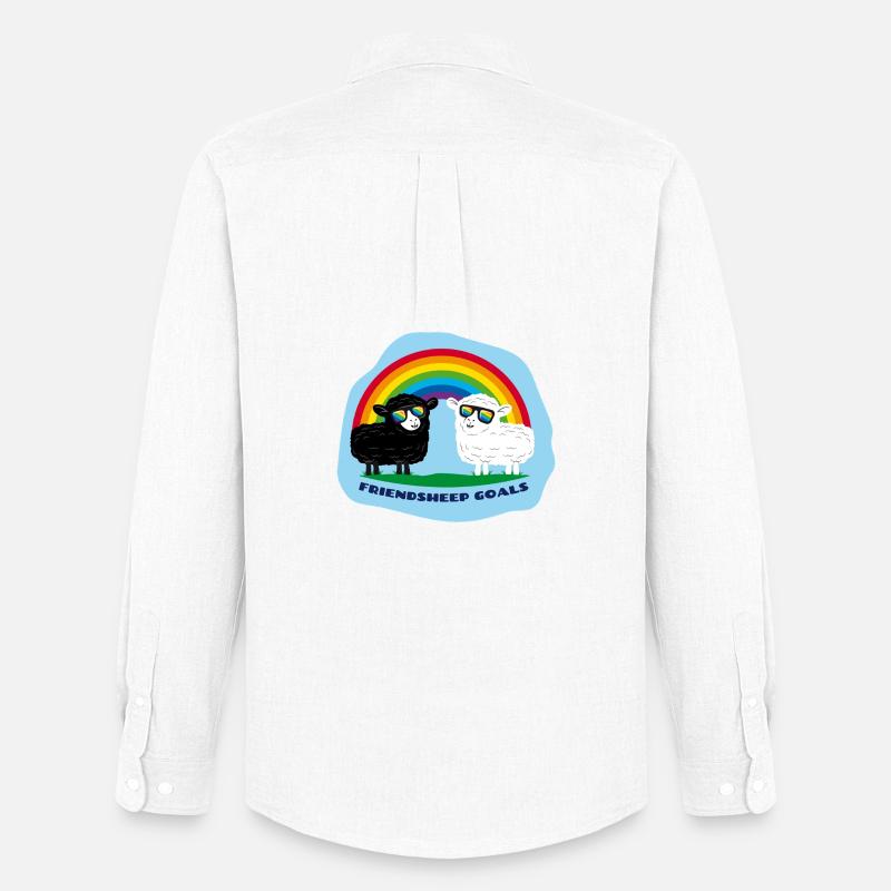 Freundschafts-Schafe mit Regenbogen - Männer Oxford Hemd von Stanley/Stella - Weiß