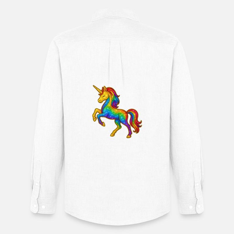 Glitzernder Regenbogen-Einhorn - Männer Oxford Hemd von Stanley/Stella - Weiß