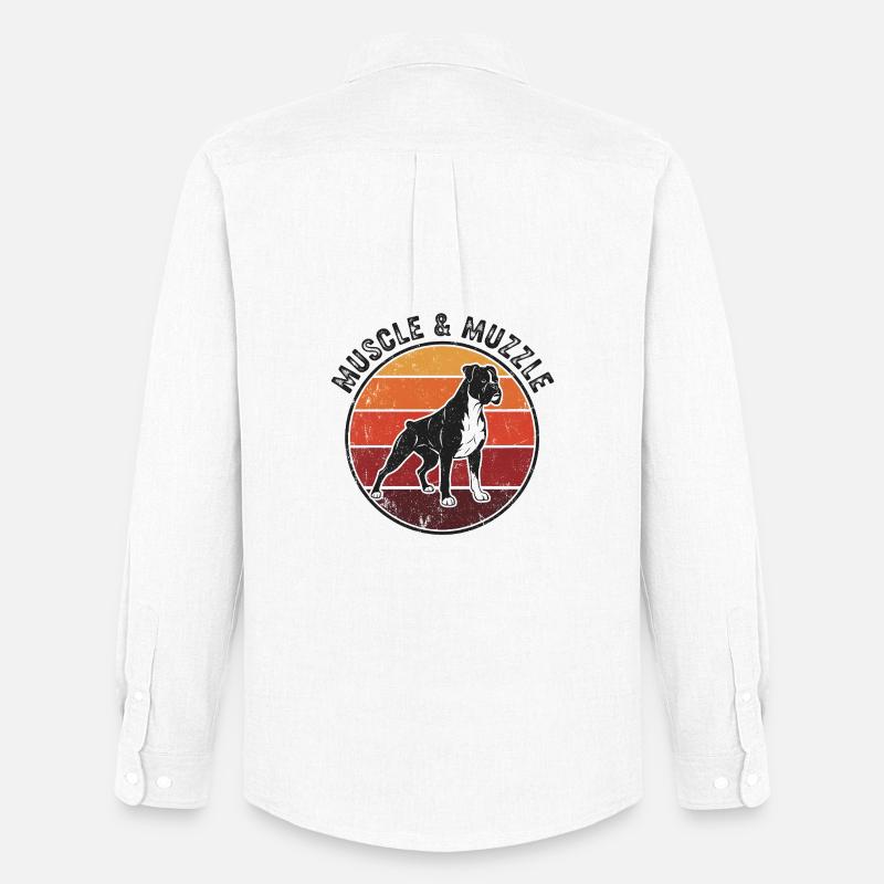 Muscle & Muzzle – Boxer Hund Motiv - Männer Oxford Hemd von Stanley/Stella - Weiß