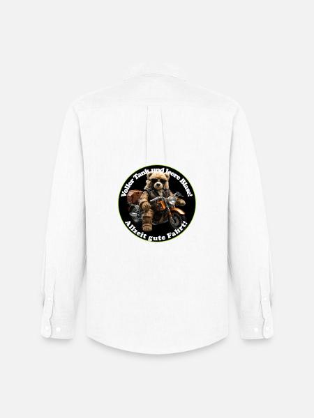 Adventure Teddy on Motorcycle - Men's Oxford Shirt by Stanley/Stella - white