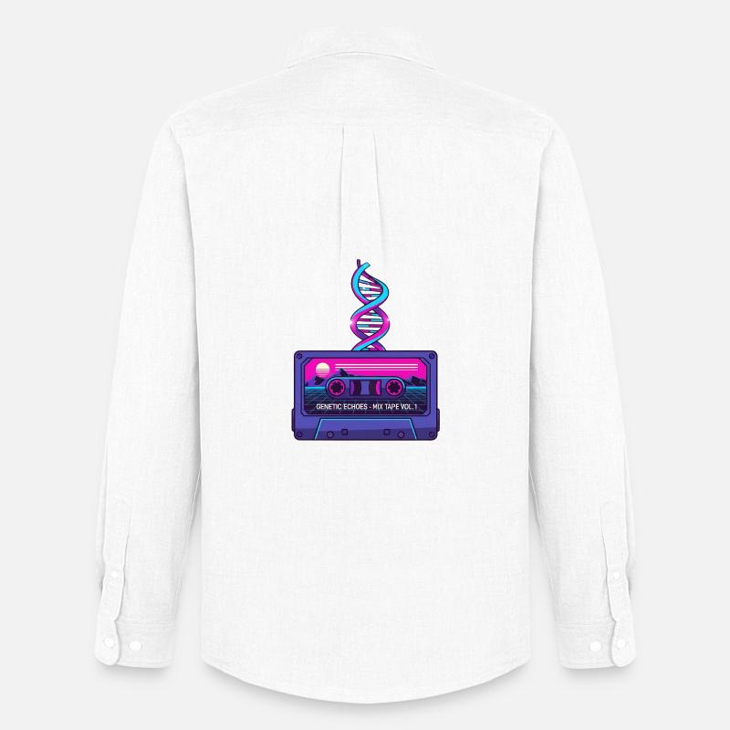 Neon Retro Kassette DNA Kunst - Männer Oxford Hemd von Stanley/Stella - Weiß