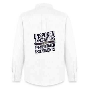 Unspoken Expectations Are Premeditated Resentments - Men's Oxford Shirt by Stanley/Stella - white - Back - AI Model Male 185 dark (185cm)