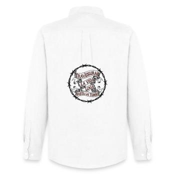 Inspirational saying in vintage tattoo style - Men's Oxford Shirt by Stanley/Stella - white - Back - AI Model Male 185 dark (185cm)