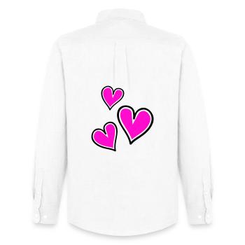 Bright Pink Heart Pattern - Men's Oxford Shirt by Stanley/Stella - white - Back - AI Model Male 185 dark (185cm)