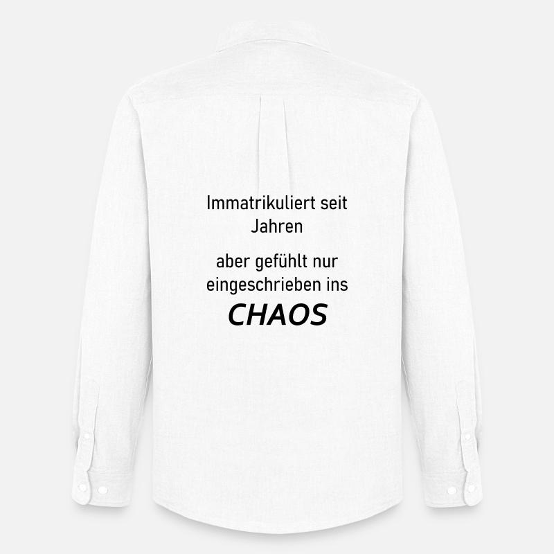 Unispruch "Immatrikuliert ins Chaos" Studenten - Männer Oxford Hemd von Stanley/Stella - Weiß