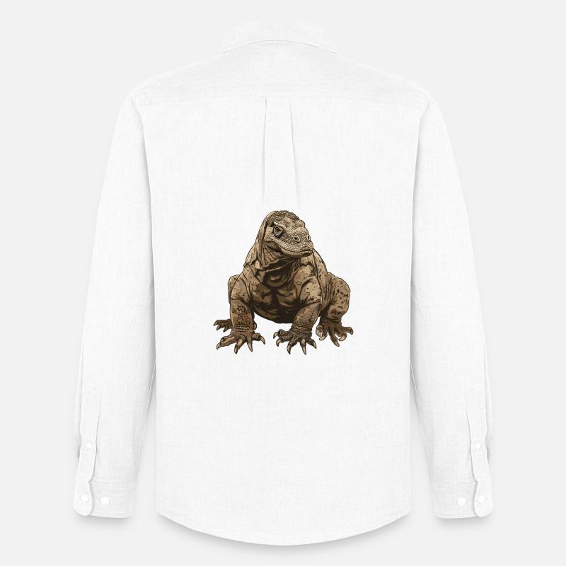 Illustrazione realistica del drago di Komodo - Stanley/Stella Camicia Oxford uomo - bianco