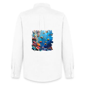 Vibrant coral reef marine life - Men's Oxford Shirt by Stanley/Stella - white - Back - AI Model Male 185 dark (185cm)